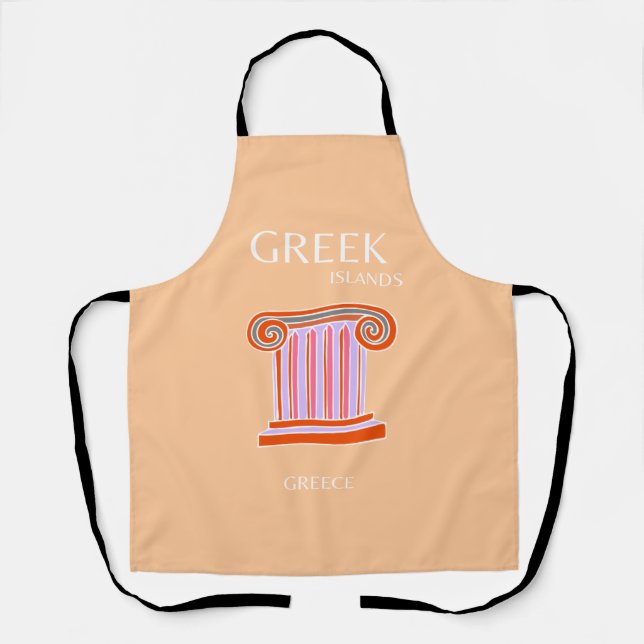 Tablier Îles grecques, Grèce, Art Voyage, Orange (Recto)