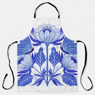 Tablier illustration avec des papillons et des fleurs isol