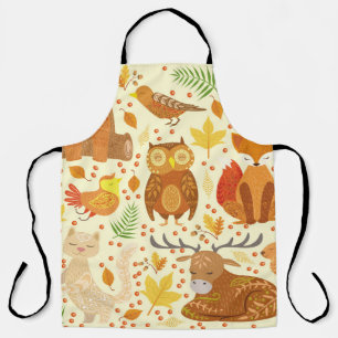 Tablier Illustration d'animaux de forêt ornementaux.