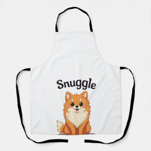 Tablier Illustration de chien mignon Pomeranian câlin vint