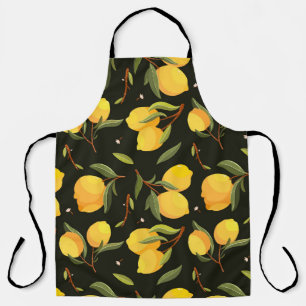 Tablier Illustration de citron : Motif peint à la main san