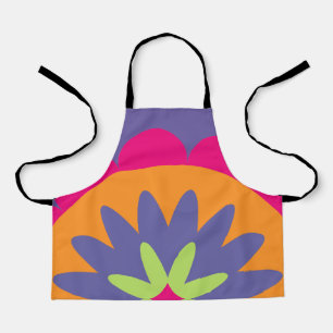 Tablier illustration de formes florales orange et rose