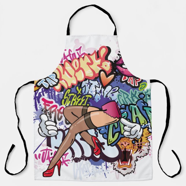 Tablier Illustration de graffiti avec lettres de graffitis (Recto)