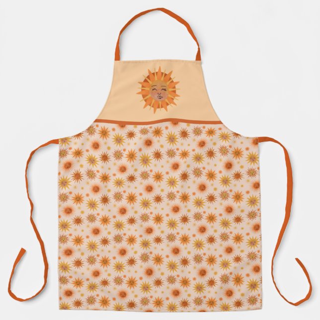 Tablier Illustration de l'aquarelle orange Sun Face (Recto)