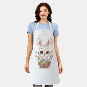 Tablier Illustration de Pâques de lapin kawaii pastel doux