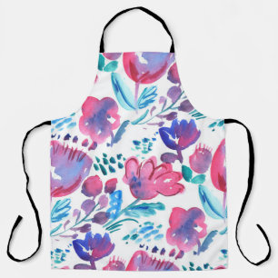 Tablier illustration de style boho floral rustique dessiné
