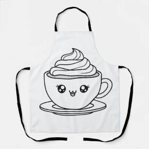 Tablier Illustration de tasse à café mignonne Kawaii