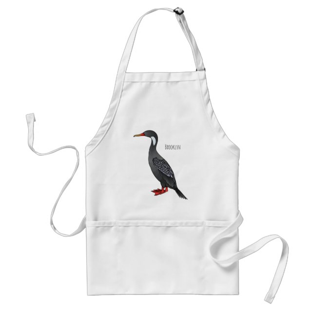 Tablier Illustration d'oiseau cormoran à pattes rouges (Devant)