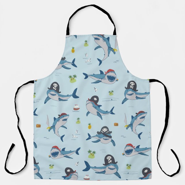 Tablier Illustration du Doodle de requin pirate (Recto)