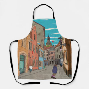 Tablier Illustration du paysage urbain du centre-ville de 