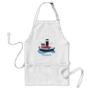 Tablier Illustration d'un bateau à chalutier mignon