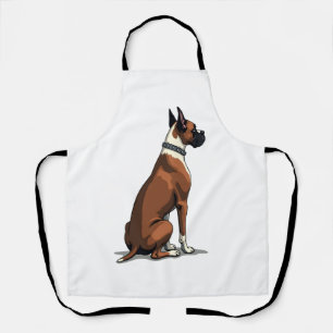 Tablier Illustration d'un chien Boxer vintage vu de dos Br