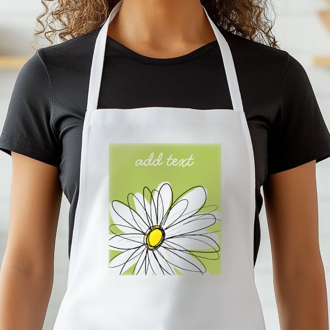 Tablier Illustration florale Daisy tendance - chaux et jau (Trendy Daisy Apron)