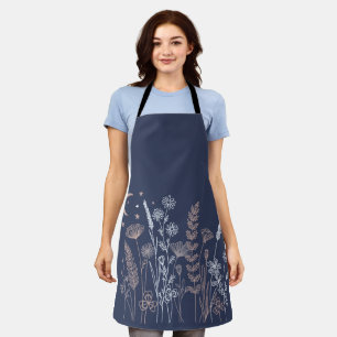 Tablier Illustration florale de ciel nocturne Boho – Lune,