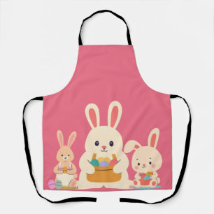 Tablier Illustration mignonne du lapin de Pâques pastel en