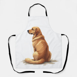 Tablier Illustration Rétro de Golden Retriever Vue Arrière