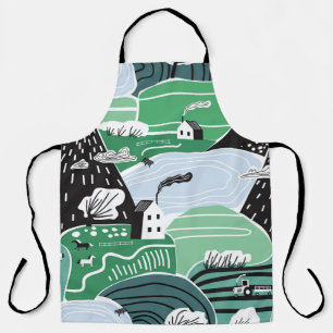 Tablier Illustration scandinave abstraite dessinée à la ma