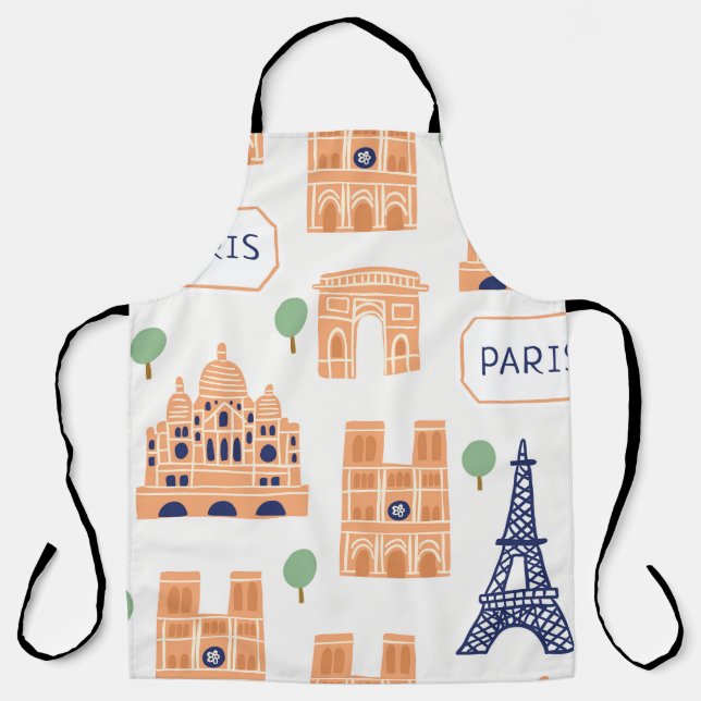 Tablier Illustration Vintage et transparente des monuments (Recto)