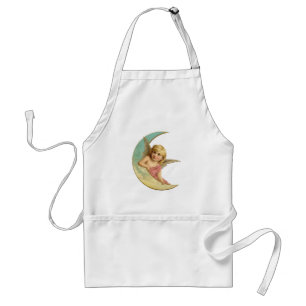 Tablier Image vintage - Angel assis sur une lune de croiss