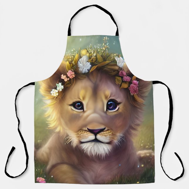 Tablier Imaginaire Whimsical Cute Kawaii bébé lionceau (Recto)