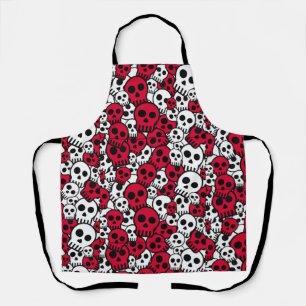 Tablier Impression de motif crâne gothique cerise