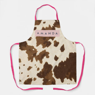 Tablier Impression Personnalisée en Cuir de Vache Marron R