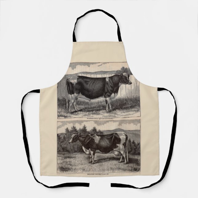 Tablier Imprimerie du 19e siècle Holstein taureau et hérif (Recto)