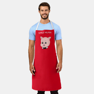 Tablier Incroyable petit cochon sur fond rouge