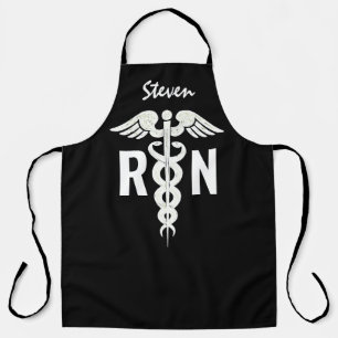 Tablier Infirmière Homme RN Noir Et Blanc Personnalisé