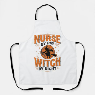 Tablier Infirmière le jour sorcière la nuit Design Hallowe