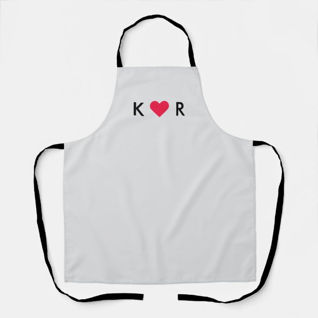 Tablier Initiales cardiaques des couples | Modern Love Val (Recto)