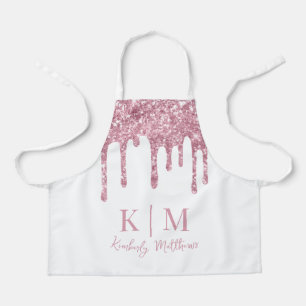 Tablier Initiales de Monogramme de Parties scintillant ros