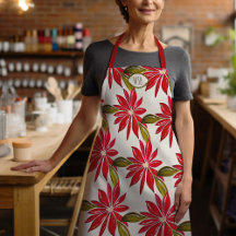 Initiales rouge vert de Noël classique Poinsettia