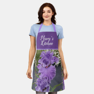 Tablier Iris Fleurs Fleurs Violet Lavande Lilac Apron