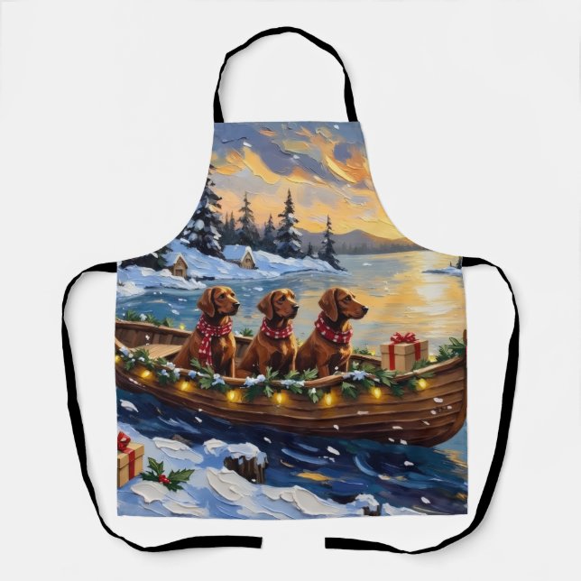 Tablier Irish Red Setter Christmas Boat Holiday (Recto)