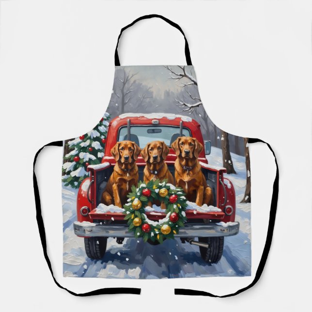 Tablier Irish Red Setter Christmas Red Truck Holiday (Recto)