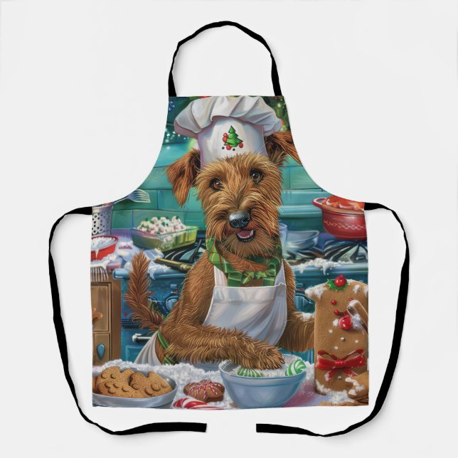 Tablier Irish Terrier Gâteau de vacances : Noël festif (Recto)