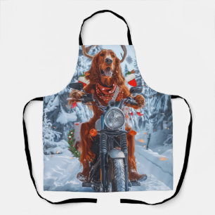 Tablier Irlandais Red Setter Chien chevauchant la moto Noë