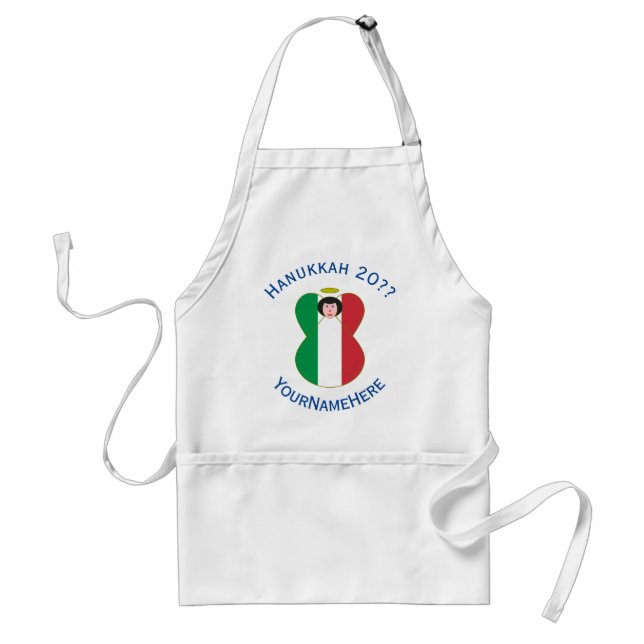 Tablier Italian Angel Hanukkah Flag Personalized  (Devant)