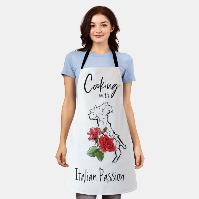 Tablier *~* Italie Carte italienne Boot Red Rose Cuisine (Porté)
