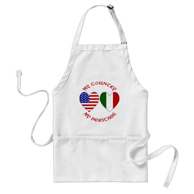 Tablier Italie USA Drapeau Coeurs Pays Patrimoine (Devant)