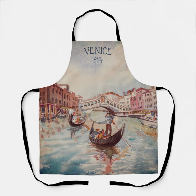 Tablier Italie Voyage - VENICE aquarelle souvenir (Recto)