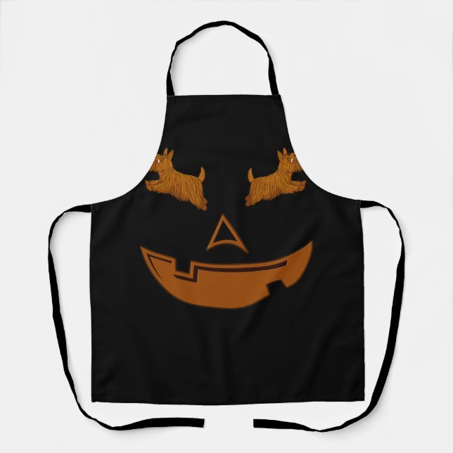 Tablier Jack-o'-lantern Citrouille Scottie Amoureux des ch (Recto)