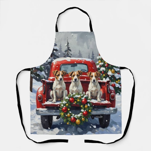 Tablier Jack Russell Terrier Christmas Red Truck Holiday (Recto)
