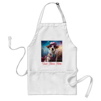 Tablier Jack Russell, Verres roses et casquette rose