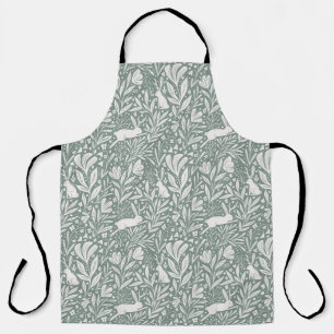 Tablier Jackalopes - lapins en bois floral - sauge vert