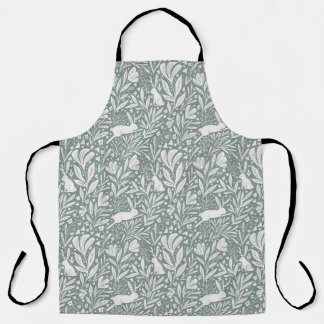 Tablier Jackalopes - lapins en bois floral - sauge vert
