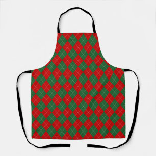 Tablier Jacquard preppy Tartan Diamond Plaid Rouge Vert