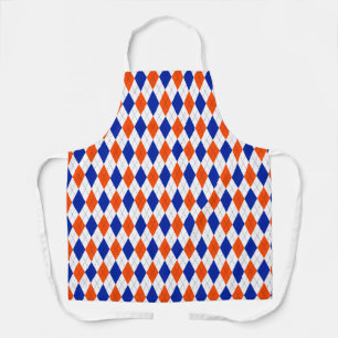Tablier Jacquard Preppy traditionnel en orange et bleu