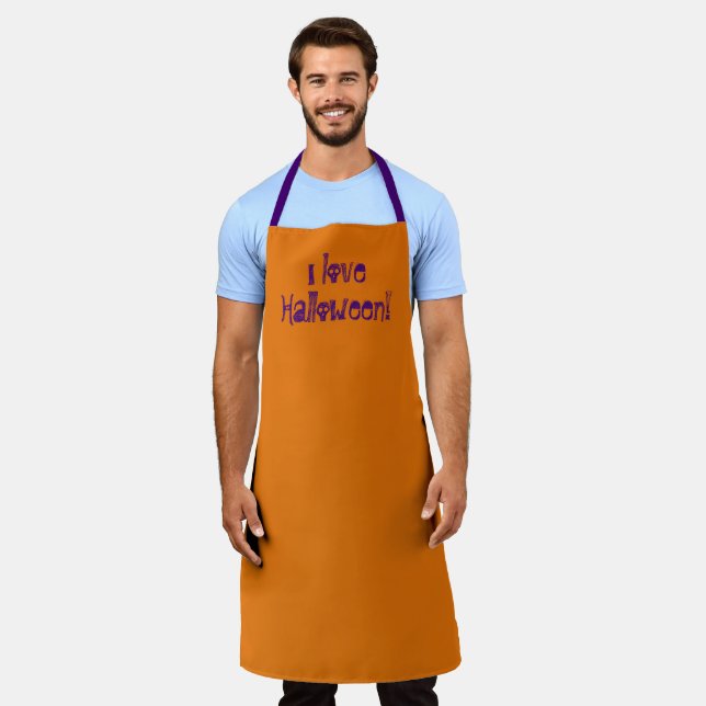 Tablier J'adore Halloween Éffrayant Orange Apron (Porté)